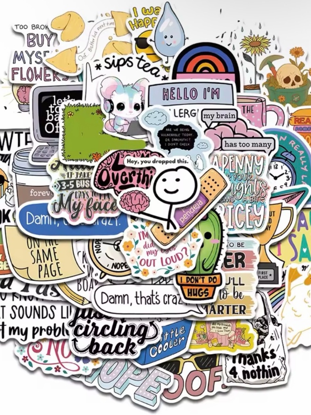 50 Assorted Sarcastic Cute Stickers- Colorful Designs - Picture 3 of 3